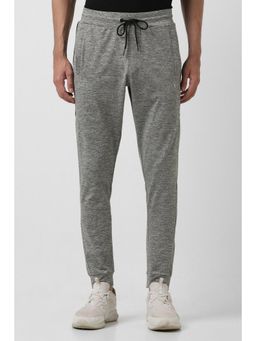 Van Heusen - Men Grey Self Design Casual Joggers Pants