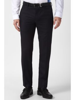 Van Heusen - Men Black Solid Slim Fit Trousers