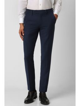 Van Heusen - Men Navy Solid Slim Fit Trousers