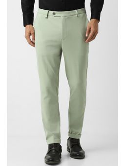 Van Heusen - Men Green Solid Carrot Fit Trousers