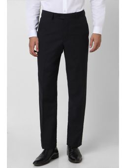 Van Heusen - Men Black Solid Regular Fit Trousers