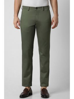 Van Heusen - Men Olive Print Slim Fit Trousers