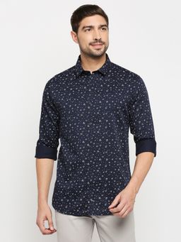Spykar - Navy Blue Cotton Slim Fit Full Sleeve Casual Shirt