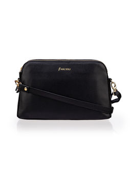 Mai Soli - Black Leather Emma Double Zip Sling Bag