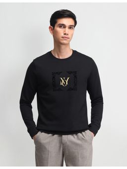 Arrow Newyork - Typography Black Full Sleeves Crew Neck Sweatshirt