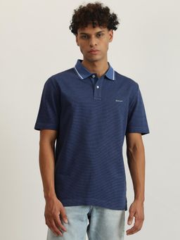 GANT - Men Self Design Short Sleeves Polo T-Shirt