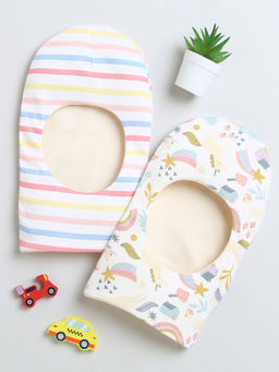 Bumzee - Multi Boys Cotton Reversible Monkey Caps (Pack of 2)