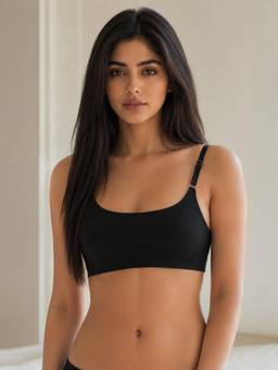 Shop The Edit - Seamless Wireless Black Ultra Thin Bra for Women