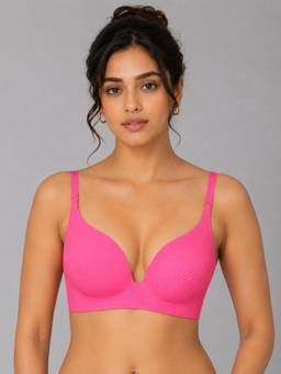 Shop The Edit - Seamless Thin Padded Push Up Pink Bra
