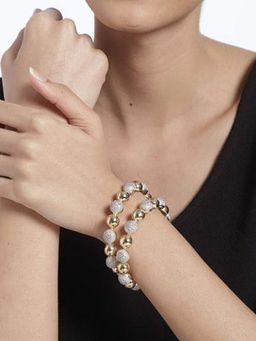 Accessher - Gold-Plated White Ad-Studded Handcrafted Bangles For Women (Set of 2)