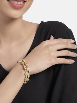 Accessher - Gold-Plated White Ad-Studded Handcrafted Bangles For Women (Set of 2)