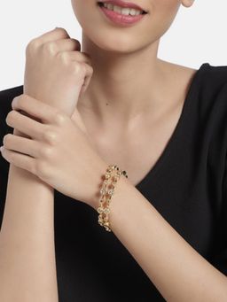 Accessher - Gold-Plated White Ad-Studded Handcrafted Bangles For Women (2.10) (Set of 2)