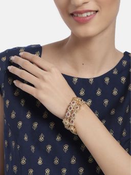 Accessher - Gold-Plated Pink Ad-Studded Handcrafted Bangles For Women (Set of 2)
