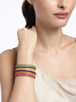 Accessher - Jewellery Multicolor Silk Thread Bangles (Set of 13)