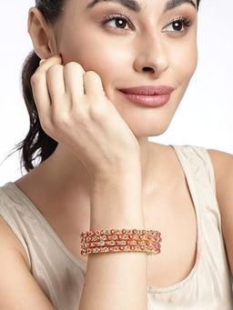 Accessher - Silk Thread Velvet Peacock Design Bangles For Women (2.6) (Set of 4)