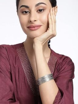 Accessher - Jewellery Silver Plated Oxidized Bangles Women (Set of 12)