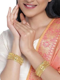 Accessher - Kundan Stone-Studded Sustainable Handcrafted Bangles For Women (Set of 6)