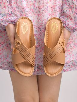Shoetopia - Comfortable Tan Doctor Sole Sandals for Women