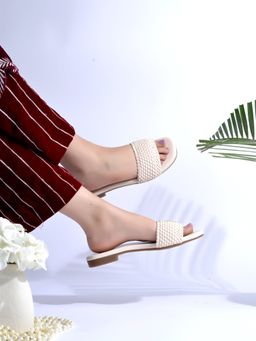 Shoetopia - Smart Casual Cream Flats for Women