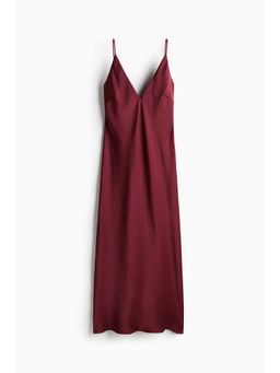 H&M - Women Maroon Satin Nightslip Dress