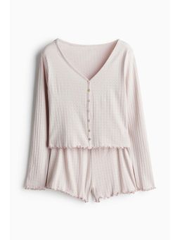 H&M - Women Pink Pointelle T-Shirt & Shorts
