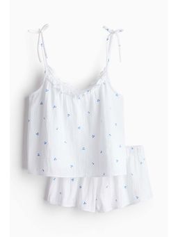 H&M - Women White Pyjama Strappy Top And Shorts