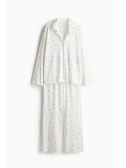H&M - Women White Patterned Jersey Shirt & Pyjama