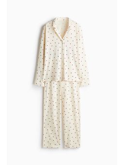 H&M - Women White Patterned Jersey Shirt & Pyjama