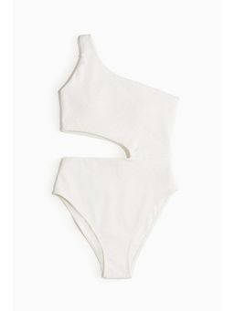 H&M - Women White Padded-Cup High-Leg Swimsuit