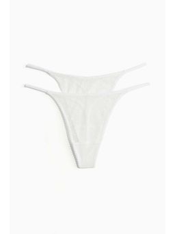 H&M - Women White 2-Pack Mesh Tanga Thong Briefs