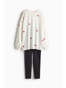H&M - Women White Printed T-Shirt & Pyjama