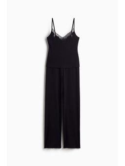 H&M - Women Black Ribbed Jersey Top & Pyjama