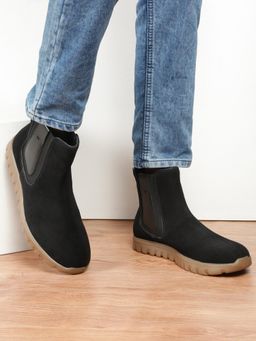 Teakwood - Mens Black Suede Chelsea Boots