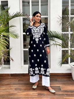 House of Chikankari - Chikankari Woven Long Kurta