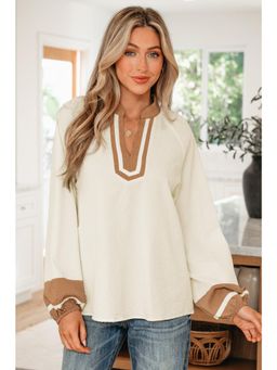 Errabelly - Jet Stream Color Block Patchwork Detail Long Sleeve Top
