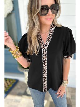 Errabelly - Black V Neck Button Down Top