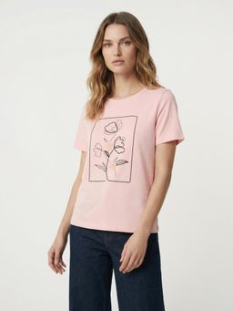 Cover Story - Light Pink Floral Print T-Shirt