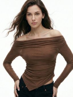 Outzidr - Brown Asymmetrical Top