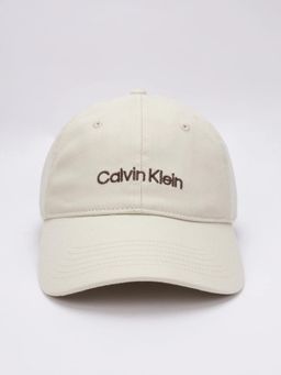 Calvin Klein - Logo Off White Cotton Embroidered Baseball Cap