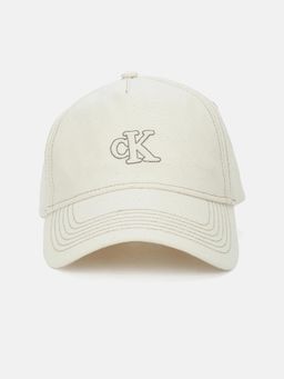 Calvin Klein - Logo Off White Cotton Embroidered Baseball Cap