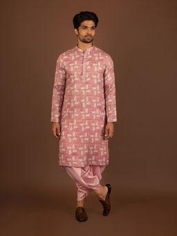 KISAH - Men Pink Kurta Dhoti (Set of 2)