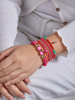 Joker and Witch - Joker & Witch I Knew You Were Trouble Dark Pink Beaded Bracelet (Pack of 8)