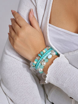 Joker and Witch - Joker & Witch Karma Aqua Blue Beaded Bracelet (Pack of 4)