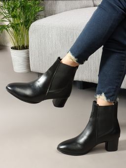Carlton London - Black Solid Mid Top Women Chelsea Boots