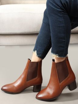 Carlton London - Tan Solid Mid Top Women Chelsea Boots
