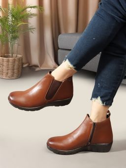 Carlton London - Tan Solid Mid Top Women Chelsea Boots