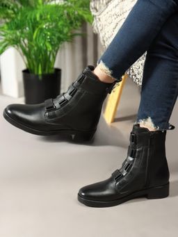 Carlton London - Black Solid Mid Top Women Casual Boots