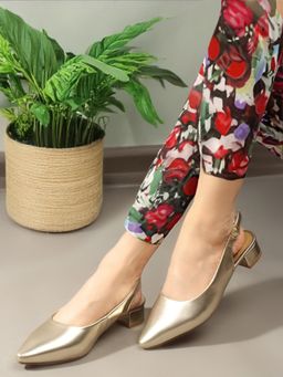Carlton London - Gold Solid Backstrap Casual Mule Heels