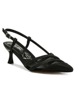 London Rag - Slingback Kitten Black Mule Heels