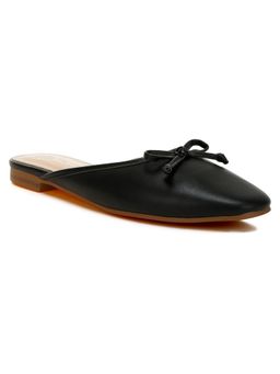 London Rag - Bow Slip-On Flat Black Mules
